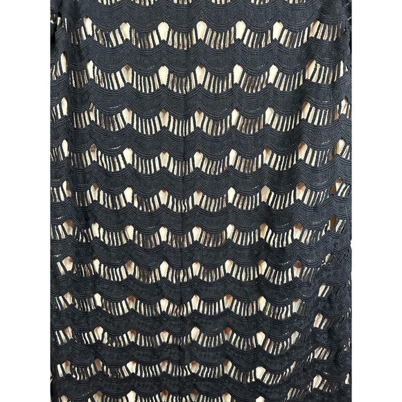 Kate Spade New York Black Beige Short Sleeve Keyhole Detail Sheath Dress Size 2 - Picture 4 of 7